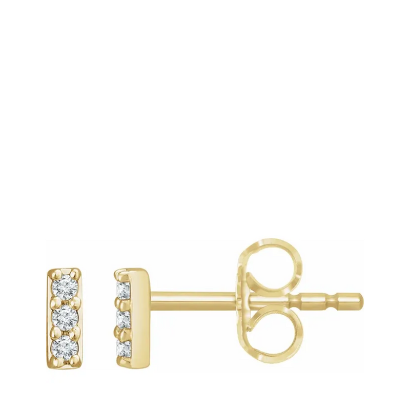 Diamond Bar Stud Earrings