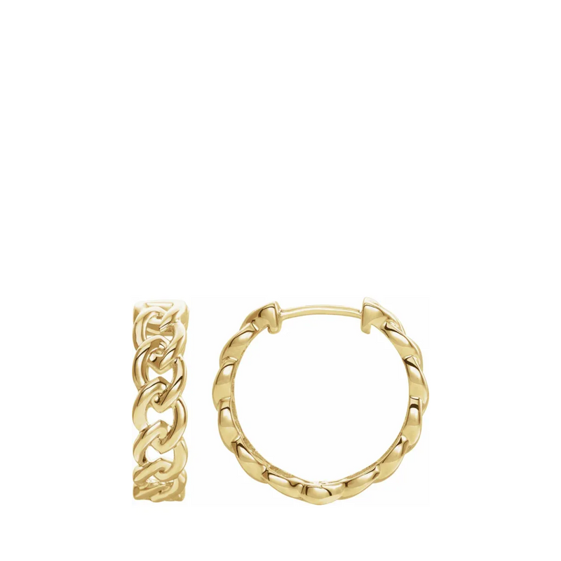 Gold Curb Chain Link Huggie Earrings