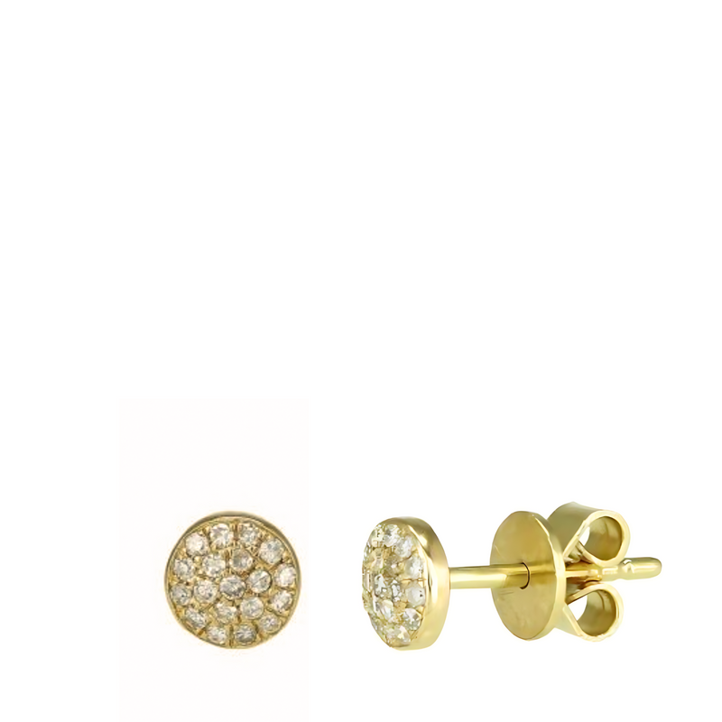 Diamond Disc Stud Earrings