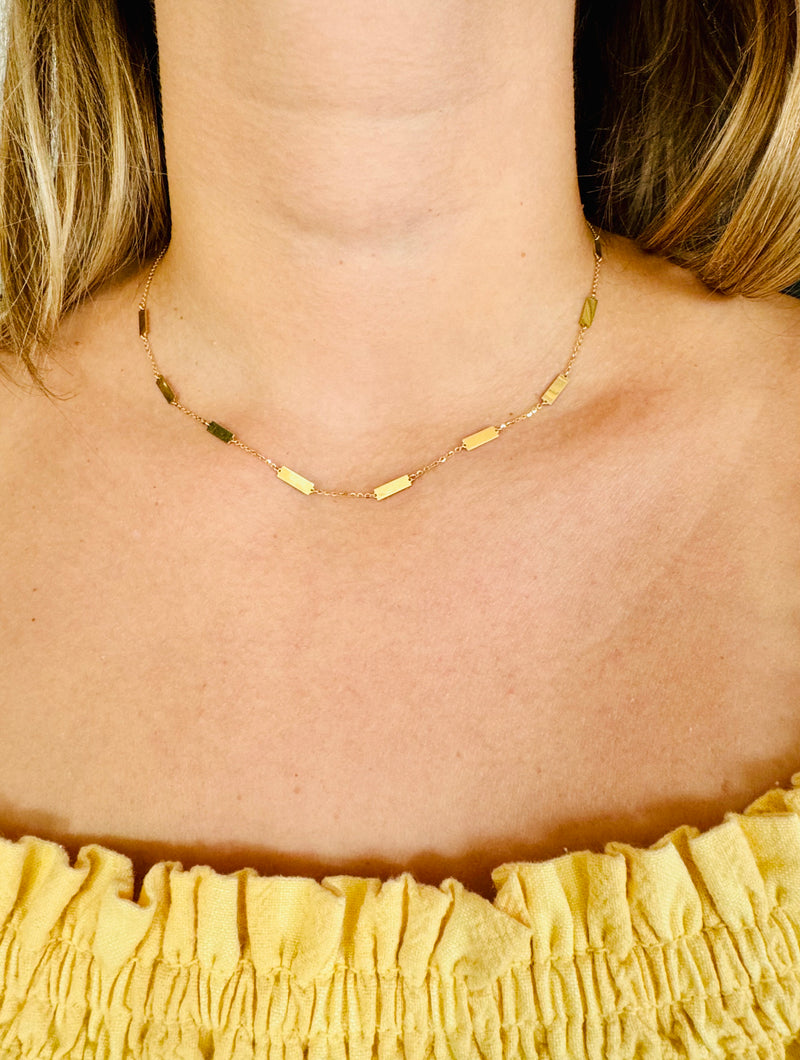 Gold Bar Station Necklace