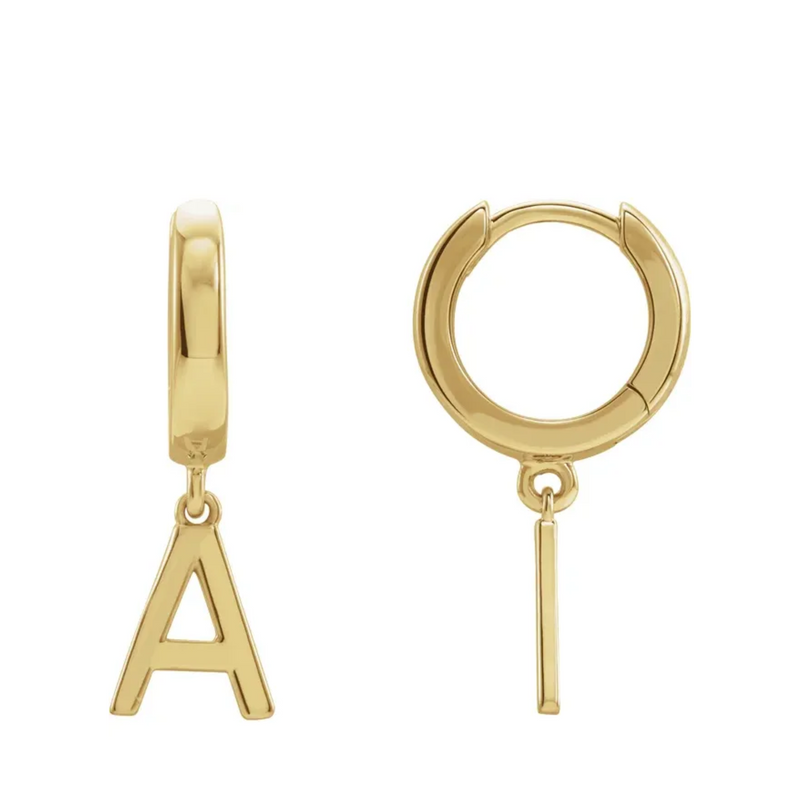 Gold Letter Huggie Earrings