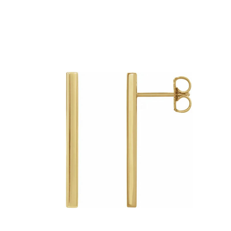 Gold Long Bar Earrings