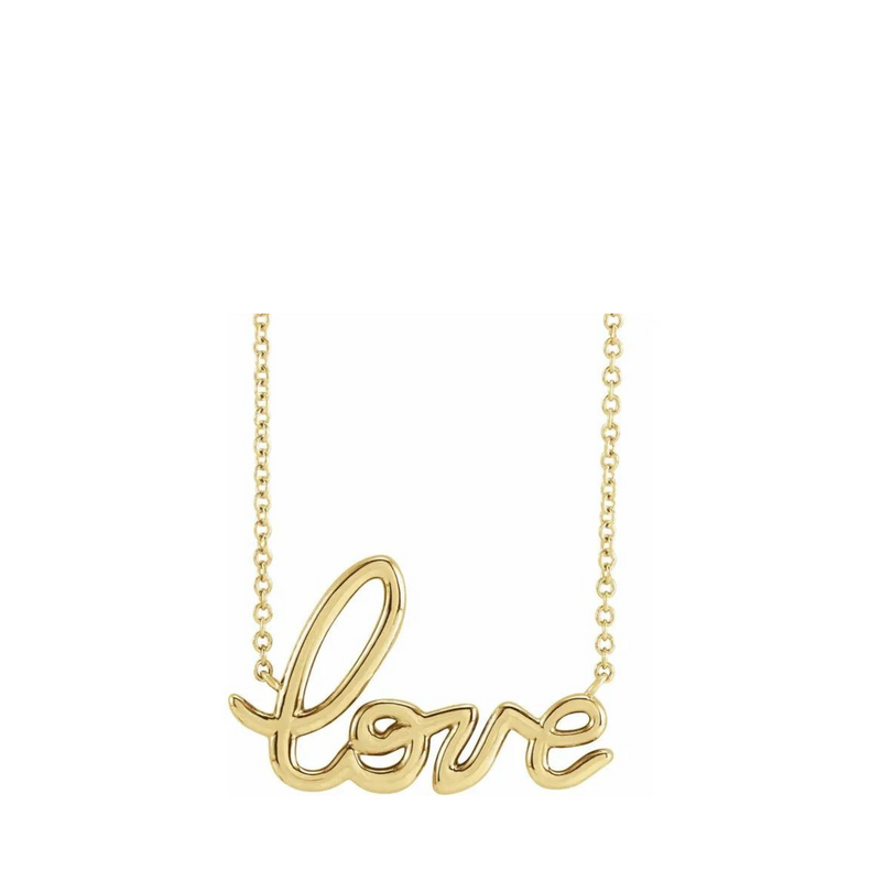 Gold Script Love Necklace