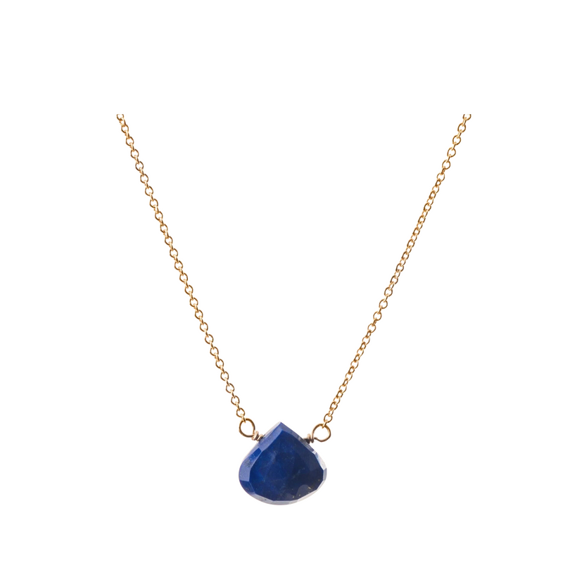 Blue Sapphire Drop Necklace