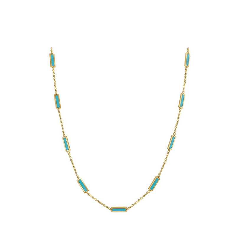 Turquoise Bar Station Necklace