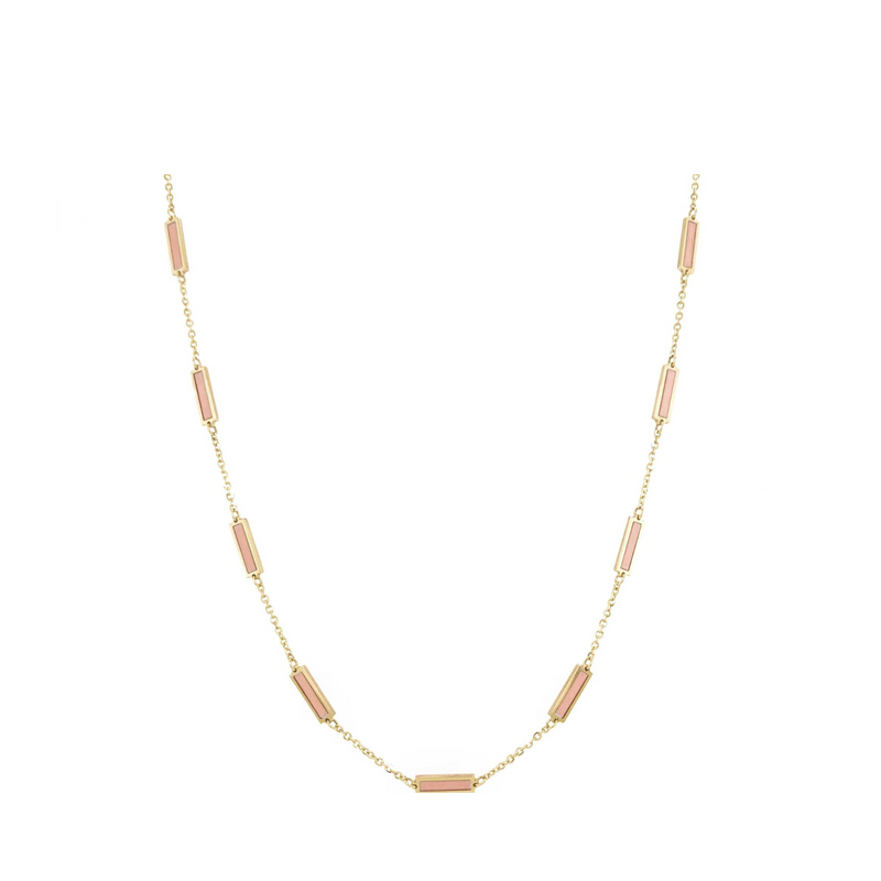 Pink Chalcedony Bar Station Necklace