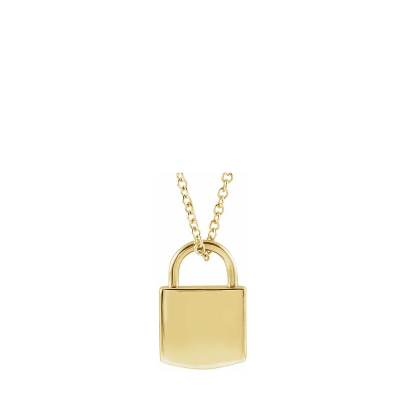 Gold Engravable Lock Necklace