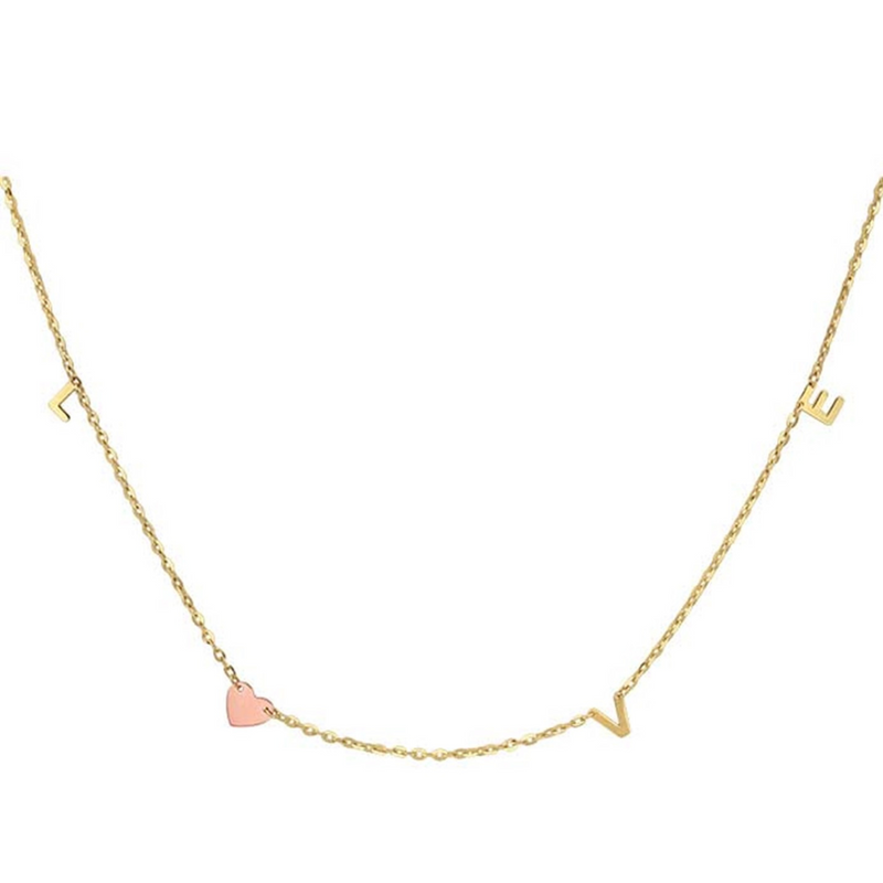 Gold Love Letter Heart Necklace