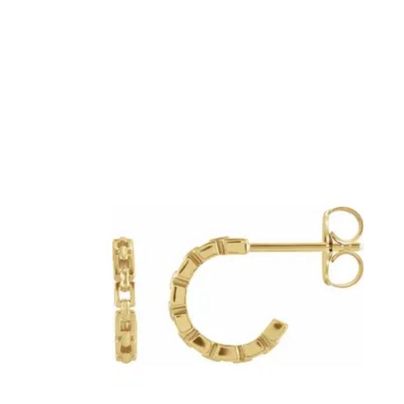 Gold Chain Link Half-Hoop Earrings