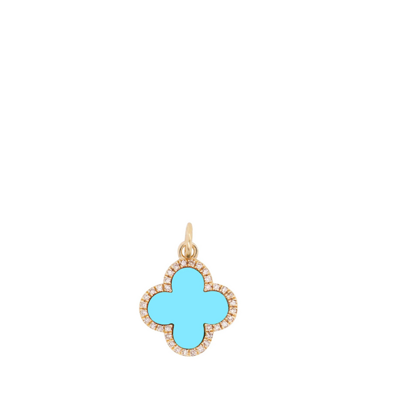 Diamond and Turquoise Clover Pendant