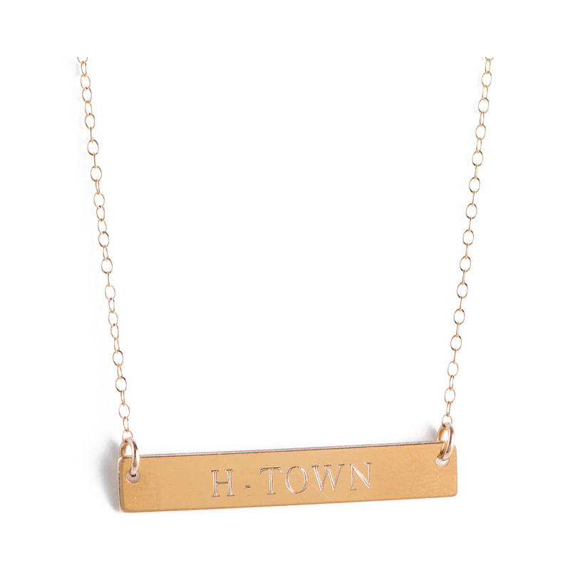 Gold Nameplate Bar Necklace